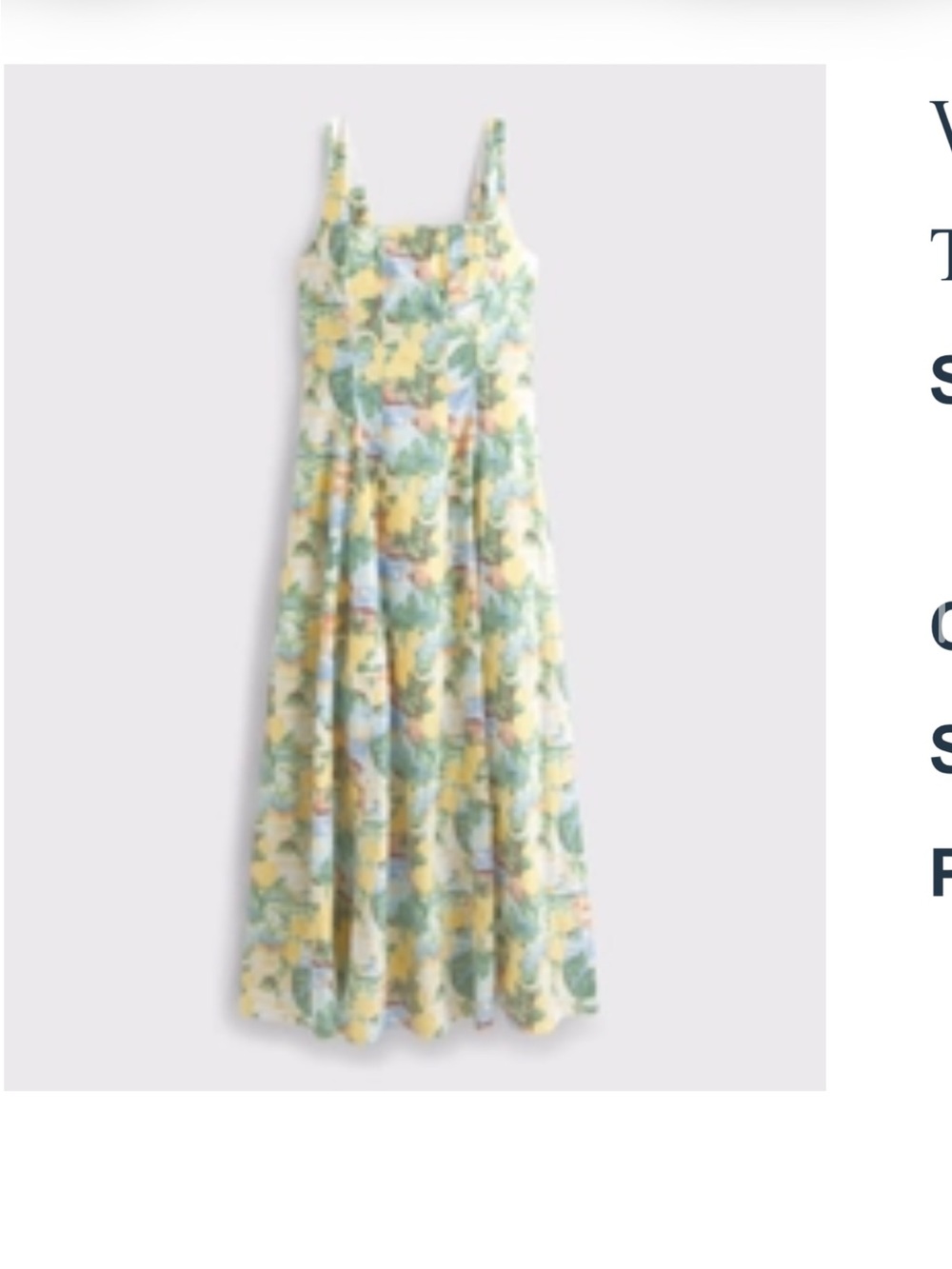 Abercrombie & Fitch Mila Stretch Midi Dress Lemon Print - Picture 3 of 4